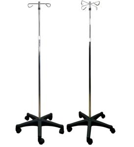 크롬 도금 롤링 IV 폴 롤링 휠 프리미엄 2 또는 4 후크-5 다리 플라스틱베이스 - Product Image 2