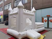 Château gonflable commercial PVC blanc et rose pour mariage et fête, avec toboggan, garantie 3 ans
