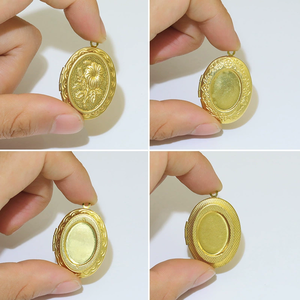 Phong Cách Cổ Điển Brass Ảnh Mề Đay Vòng Cổ Mặt Dây Chuyền Hình Bầu Dục Hình Dạng Khuôn Mẫu Khung Ảnh Với Đồ Trang Sức Phụ Kiện & Charms - Product Image 2