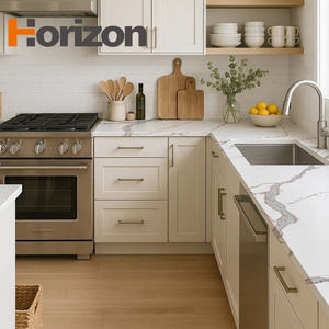 Horizon pierre de verre artificielle calacatta artificielle blanc gris veine dalle de pierre de quartz comptoir de cuisine - Product Image 4