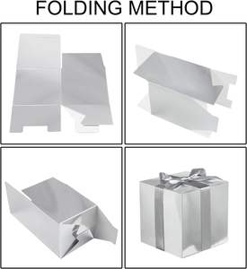 Petites boîtes cadeaux argentées avec couvercles pour cadeaux, artisanat, mariage, demoiselles d'honneur, boîte <span class=keywords><strong>de</strong></span> demande en mariage avec rubans et autocollants - Product Image 6