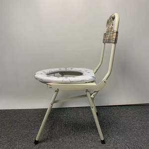 <b>Folding</b> <b>Commode</b> Chair Large Straight Body Toilet Seat For Elderly And Pregnant Women Multifunction Health Usage - Product Image 2