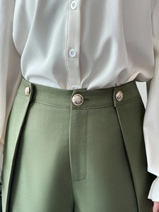 <span class=keywords><strong>Pantaloni</strong></span> <span class=keywords><strong>eleganti</strong></span> da donna a pieghe a gamba larga <span class=keywords><strong>pantaloni</strong></span> autunnali Casual con vestibilità drappata - Product Image 5