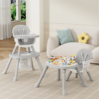 Chaise haute convertible 2-en-1 Clafbebe en promotion avec plateau double réglable, coussin en plastique et siège à bascule pour l'alimentation quotidienne des tout-petits
