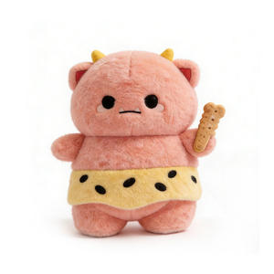 Simpatico Mostro di Peluche Rosa con Cintura di Formaggio e Biscotto, Regalo per Bambini, Decorazione per la Casa e Compagno di Comfort, Disponibile all'Ingrosso - Product Image 2