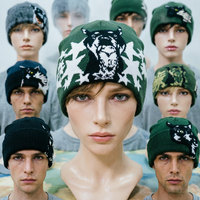 Gorros de Invierno Tejidos Personalizados de Alta Calidad, Gorro de Diseño Informal y Cálido para Deportes al Aire Libre, Gorro con Patrón de Hojas de Plantas