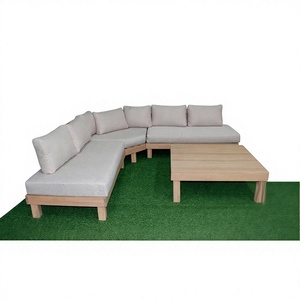 Modern L-Shaped Acacia Solid Wood Sectional <b>Sofa</b> <b>Set</b> Eco-Friendly Design Durable Construction <b>Cushion</b> Back Padded Living Rooms - Product Image 1