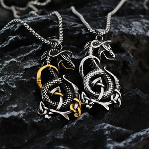 Collar de Dragón Vintage para Hombre, Chapado en Oro PVD de 14k y 18k, Acero Inoxidable 316L, Joyería Fina - Product Image 1