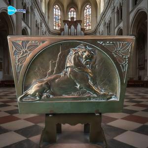 Panel <span class=keywords><strong>de</strong></span> Bajorrelieve <span class=keywords><strong>de</strong></span> Bronce con Diseño <span class=keywords><strong>de</strong></span> León Clásico, <span class=keywords><strong>Escultura</strong></span> Artística Fundida a Mano para Decoración del Hogar - Product Image 1