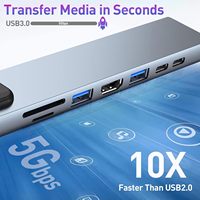 Base de Conexión Tipo-C 8 en 1, Lector de Tarjetas USB3.0 TF/SD, HDTV 4K, Carga PD, Red Ethernet, Hub USB C para Macbook, Laptop, Teléfono Móvil, Tableta