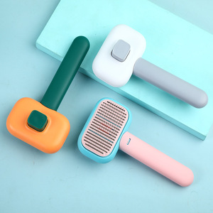 Reusable Self-Cleaning Slicker Pet Grooming Brush One Release <b>Button</b> Pet Hair Cleaner Brush for Shedding - Product Image 2