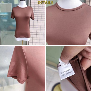 T-shirt Estiva da <span class=keywords><strong>Donna</strong></span> a Maniche Corte con Scollo Tondo, Top Casual, Nuova Camicetta Slim Fit - Product Image 6