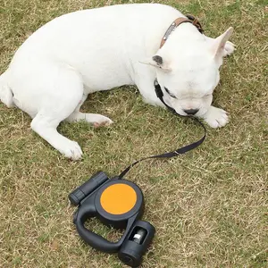 Vegan Kulit Kura-kura Tahan Air 50 Kaki Anjing Timbal 10M Tali Anjing Dapat Ditarik dengan Tas Limbah Dispenser Cahaya