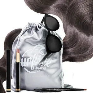 Custom Printed Logo Large Hair Silk Jewelry Eyelash Dust Wig Pouch Shoe Drawstring Bag Satin Bags Hair Silk Bags