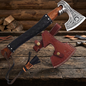 Thewizcrafts Best Value Hand Forged Stainless Steel Viking <b>Axe</b> with Wood <b>Handle</b> Valhalla Camping & Hunting Hatchet for Survival - Product Image 4