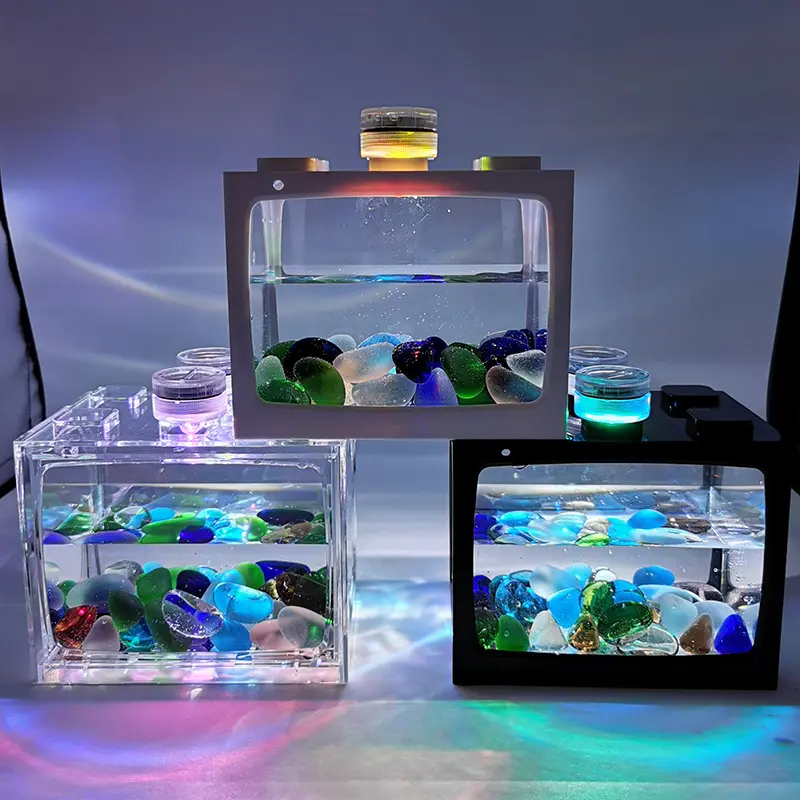 Groothandel Acryl Desktop Aquarium Mini Fish Tank Plastic Magic Pet Home Fish Tank