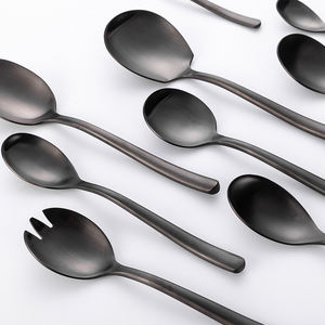 Jiujiuju Stocks En Acier Inoxydable Dîner Cuillères Fourchettes et Couteau Couverts Givré Brossé De Luxe Mat Personnalisé Noir Couverts - Product Image 6