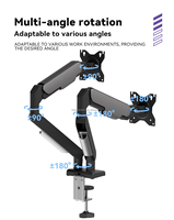 Vente chaude 17-32 pouces ressort à gaz double moniteur bras support 9KGS capacité de charge VESA montage pivotant rentable nouveau produit