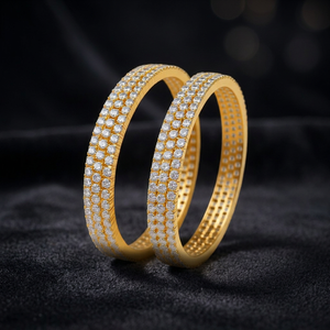 Luxury Imitation Rhodium Plated Brass Cubic Zirconia Classic Ball Shape 3 Row Micro Pave CZ Stone Bridal Kada <b>Bangle</b> <b>Bracelet</b> - Product Image 1