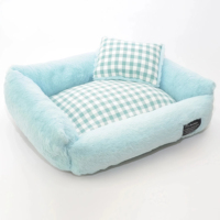 Coussin pour animaux de compagnie en tissu gingham, doux, chaud et confortable, antidérapant, toutes saisons, en coton PP Oxford, tailles S, M, L, rose, beige, marron, gris