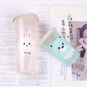 ถ้วยน้ำพลาสติก 500 มล. ลายการ์ตูนกระต่าย แก้วน้ำพกพาสำหรับนักเรียนและใช้ในชีวิตประจำวัน - Product Image 2