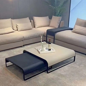 Js T078 đẹp da đồ nội thất vuông mở rộng Modular Bàn cà phê kim loại màu đen khung <span class=keywords><strong>Low</strong></span> <span class=keywords><strong>End</strong></span> Bảng bộ - Product Image 1