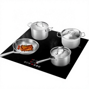 Table de cuisson à induction 4 feux encastrable, commande tactile, en céramique et acier inoxydable, pour usage domestique et hôtelier, idéale pour la cuisson des soupes et des ragoûts - Product Image 1
