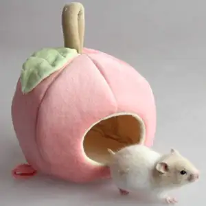 Pet Winter Hanging Fruit House Hängematte Warmes Bett Nest Zubehör für Hamster Igel und Kleintiere (Pink)