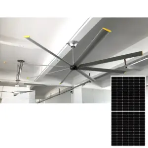 Kipas Angin Plafon Ventilasi Siang Malam, Kipas Angin HVLS Industri Tenaga Surya 440W DC 36V 120 Inci, Ekstraktor Panas Komersial Kipas Raksasa