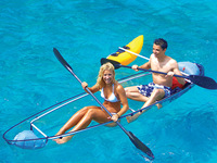 Kayak en cristal transparent de vacances à la plage populaire d'usine Kayak en cristal transparent double siège canoë bon marché de PC