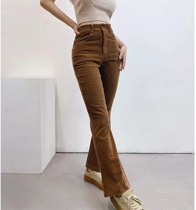 Wholesale <strong>High</strong> End <strong>Corduroy</strong> Flared Pant <strong>Women</strong> <strong>Trousers</strong> <strong>High</strong> <strong>Waist</strong> Trendy Casual Pants - Product Image 4