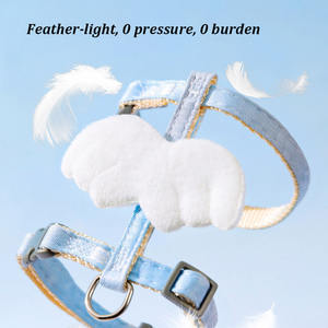 面白い通気性の白い天使の翼犬猫チェーンハーネスナイロンぬいぐるみ小型犬猫リーシュベストとハーネスウォーキング用 - Product Image 3