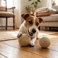 WAFA Mainan Bola Tali Jute Tipis Ramah Lingkungan yang Dapat Disesuaikan, Mainan Hewan Peliharaan untuk Kelinci, Burung, Kucing, Anjing, Mengunyah, Mengasah Gigi, Dekorasi Liburan, Kokoh