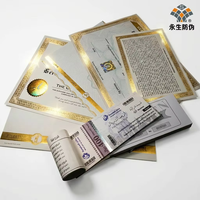 Papier à filigrane de sécurité avec bordure dorée, design estampé à chaud, hologramme, certificat authentique