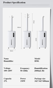 RUNAL Novo OEM 27L Elétrico Grande Comercial Industrial Fresco Névoa Fogger Inteligente App Ultrasonic Umidificador Sensor de Umidade 1 Ano - Product Image 6