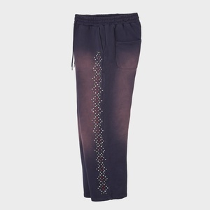 Pantaloni larghi personalizzati 100% pantaloni in pile di cotone pantaloni della tuta sbiaditi da sole - Product Image 4
