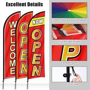 Banderas de Playa, Kit de Mástil para Bandera de Plumas, Publicidad Exterior Personalizada, Impresión de Logotipo, Banderas Rectangulares de 12 Pies con Mástil - Product Image 2