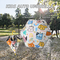 Parapluie Moderne Automatique pour Enfants, Droit, en Fibre de Verre 190T, Imperméable, Double Usage Pluie et Soleil, Long Manche, pour Garçons et Filles de Maternelle
