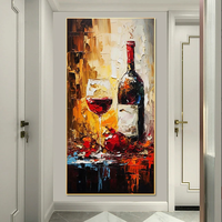 Peinture à l'huile moderne sur verre de vin, peinte à la main, art original, décoration murale vin rouge, art de cuisine, vente en gros pour commandes en gros