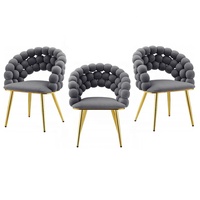 Chaise de salle à manger moderne et élégante, rembourrée, avec dossier en forme de bulle, en velours, pieds en métal doré, pour appartement et villa