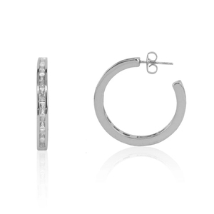 Gemnel 925 gioielli in argento smeraldo <span class=keywords><strong>baguette</strong></span> pietre preziose <span class=keywords><strong>orecchini</strong></span> del cerchio donna - Product Image 4