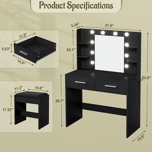 Coiffeuse moderne et simple sur mesure pour <span class=keywords><strong>chambre</strong></span> à coucher, en bois, avec miroir à éclairage LED, idéale pour petits espaces, meuble de rangement - Product Image 3