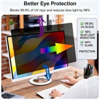 Filtre de confidentialité pour moniteur de bureau 22 pouces 16:10, film protecteur d'écran amovible anti-espion, anti-reflets, anti-lumière bleue
