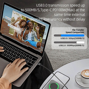 Nouvelle station d'accueil HUB <span class=keywords><strong>USB</strong></span>-<span class=keywords><strong>C</strong></span> 10 en 1 avec lecteur de carte HD4K <span class=keywords><strong>USB</strong></span> 3.0 <span class=keywords><strong>SD</strong></span> TF Gigabit Ethernet 15W chargeur sans fil magnétique - Product Image 5