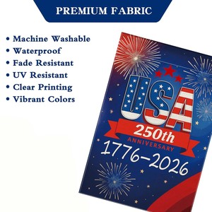 Bandera de Jardín Patriótica de EE. UU. para Aniversario, 1776-2026, Pancarta Patriótica de 250 Años, Bandera de Jardín Impermeable de Doble Cara para el 4 de Julio - Product Image 5