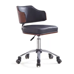 High Quality Plywood Wooden Office Chair Office Executive Wood Stool PU Leather boss chair