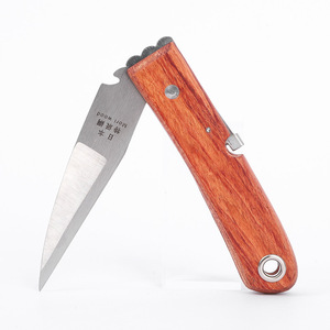Folding Grafting Knife 80 Mm Stainless Steel Blade Wooden Handle For Garden Bonsai Pruning - Product Image 1