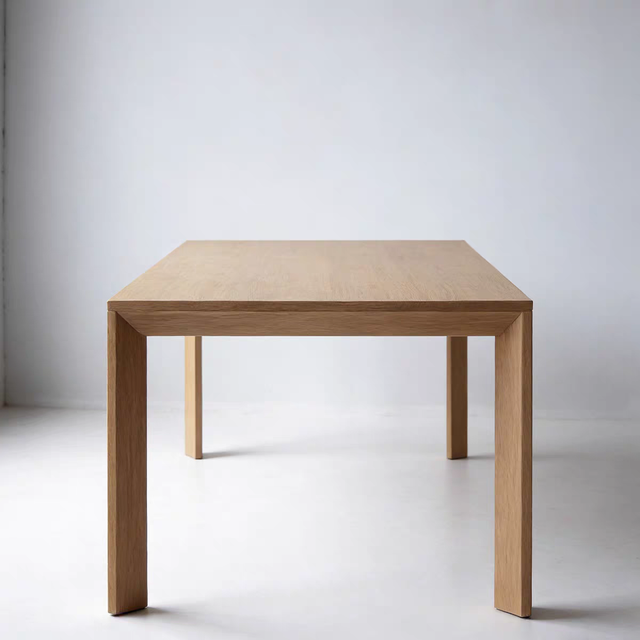 Custom Assembled Dining Table Plywood White Oak Veneer Top Solid Oak Legs Nordic Home Commercial Use Office Hotel Villa Entry
