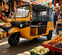 Tuk Tuk Électrique Haute Puissance 2000W, Tricycle à 3 Roues pour Passagers, Charge Utile 600kg, Style Bajaj, Rickshaw Électrique pour Service de Transport en Taxi