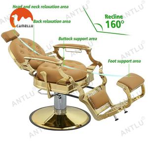 Chaises de <span class=keywords><strong>coiffure</strong></span> vintage en or, robustes, salon de <span class=keywords><strong>coiffure</strong></span> professionnel, chaise de barbier antique de luxe pour homme - Product Image 3